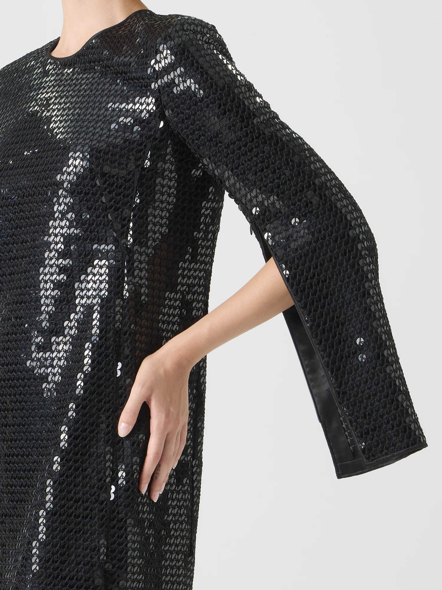 Corded Sequins on Chiffon Cocktail Sheath Dress - Image 4