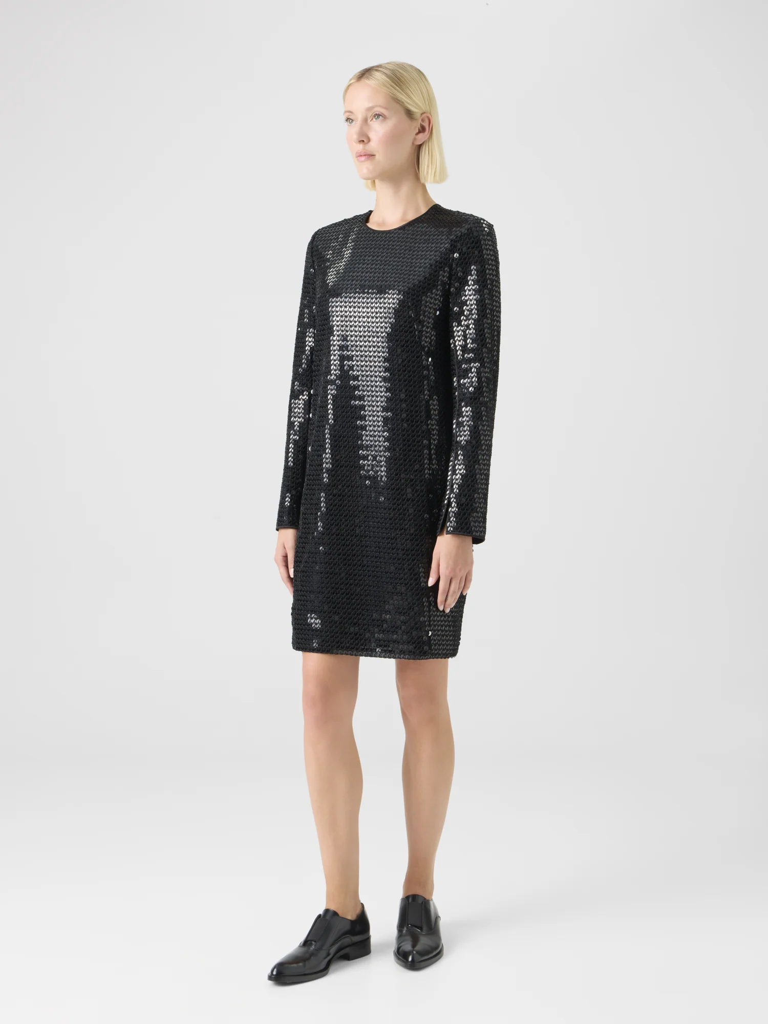 Corded Sequins on Chiffon Cocktail Sheath Dress - Image 5