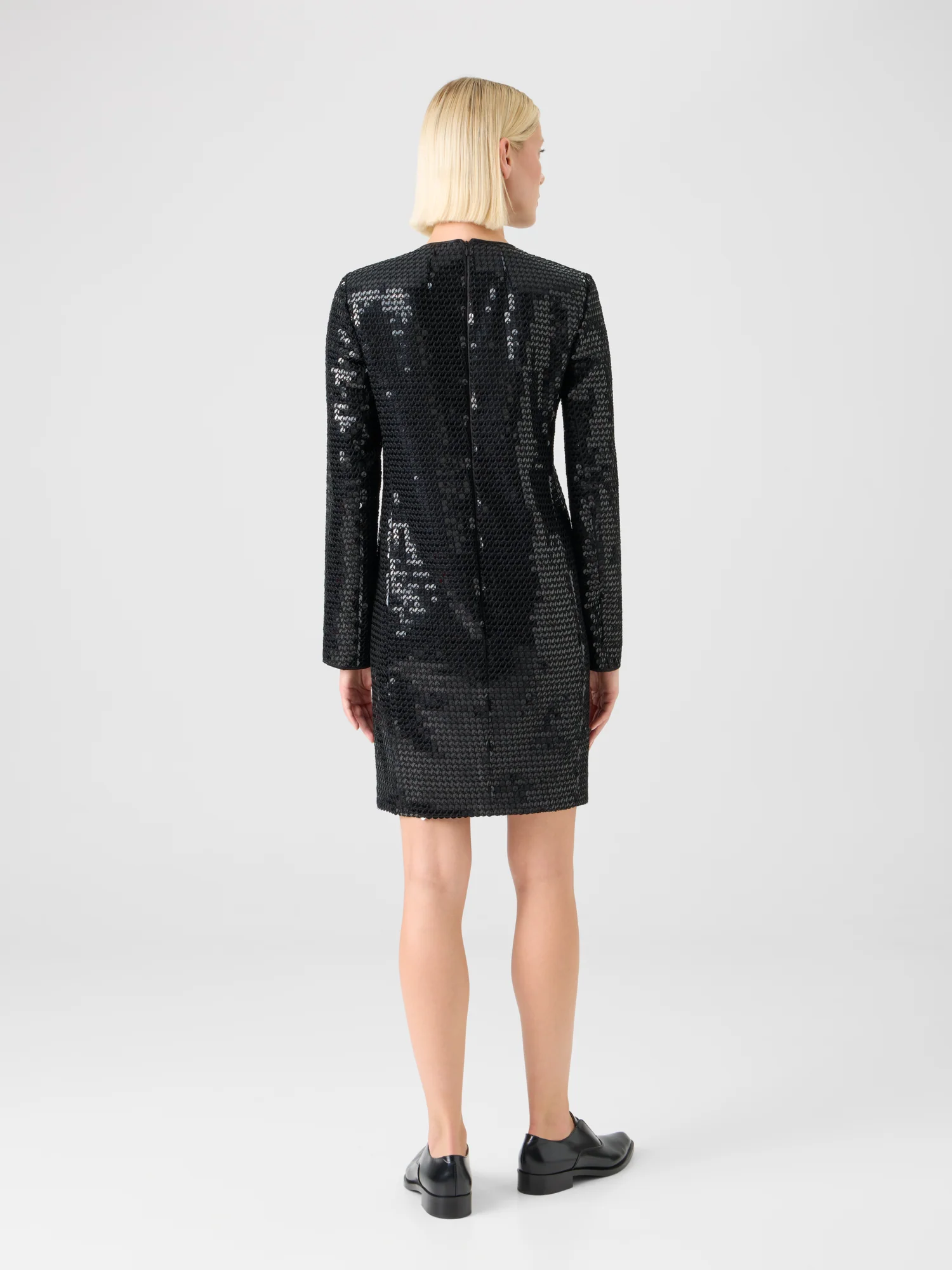 Corded Sequins on Chiffon Cocktail Sheath Dress - Image 6