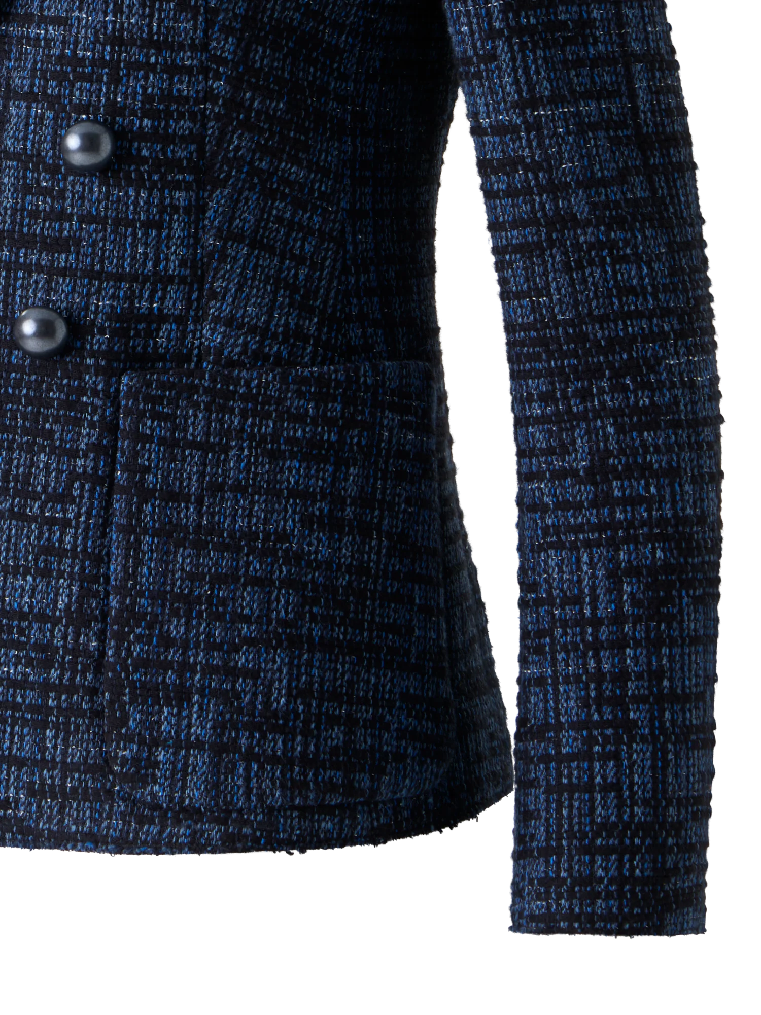 Raw Cotton Stripe Tweed Blazer - Image 3