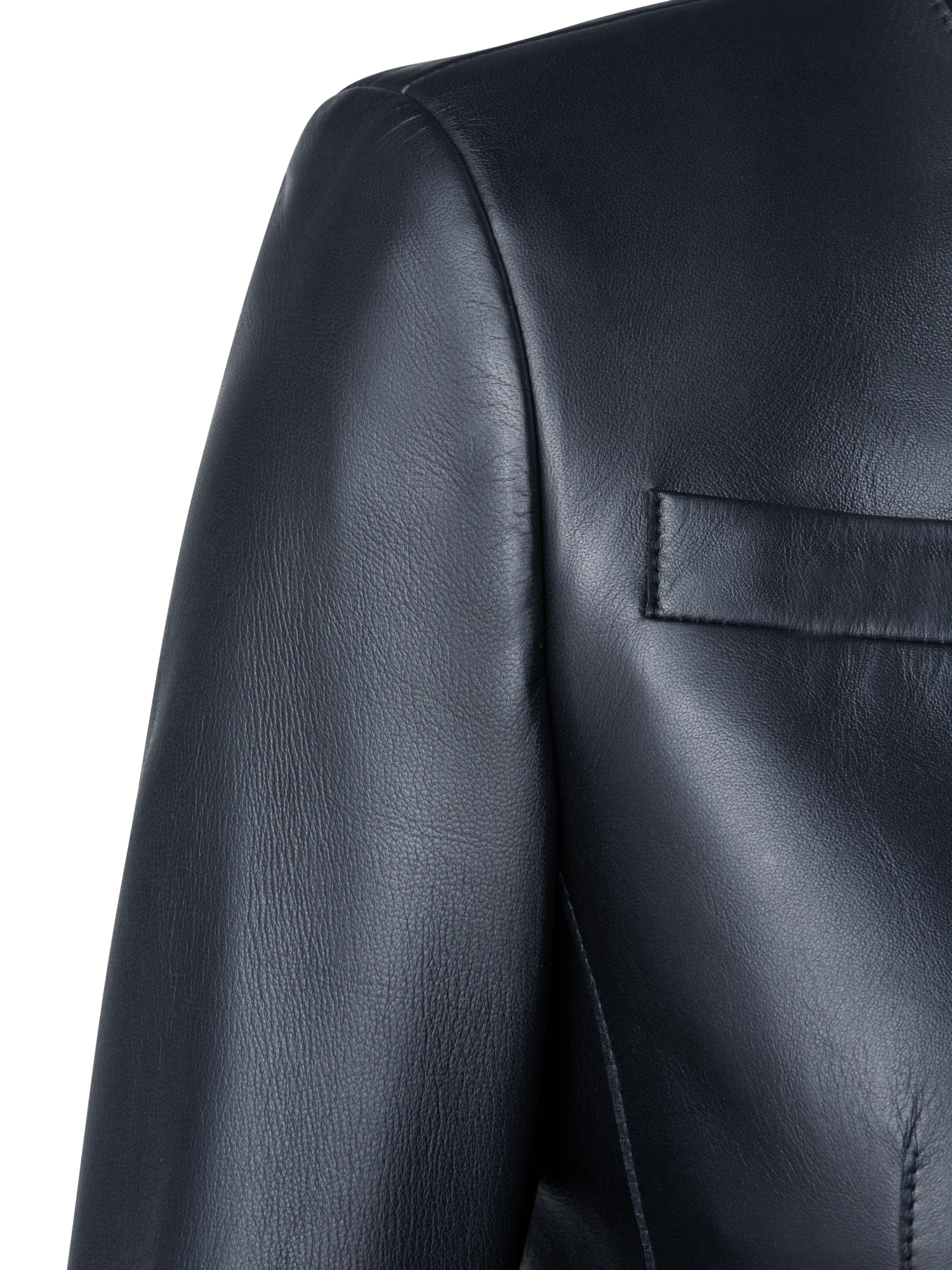 Cropped Leather Jacket - Image 3