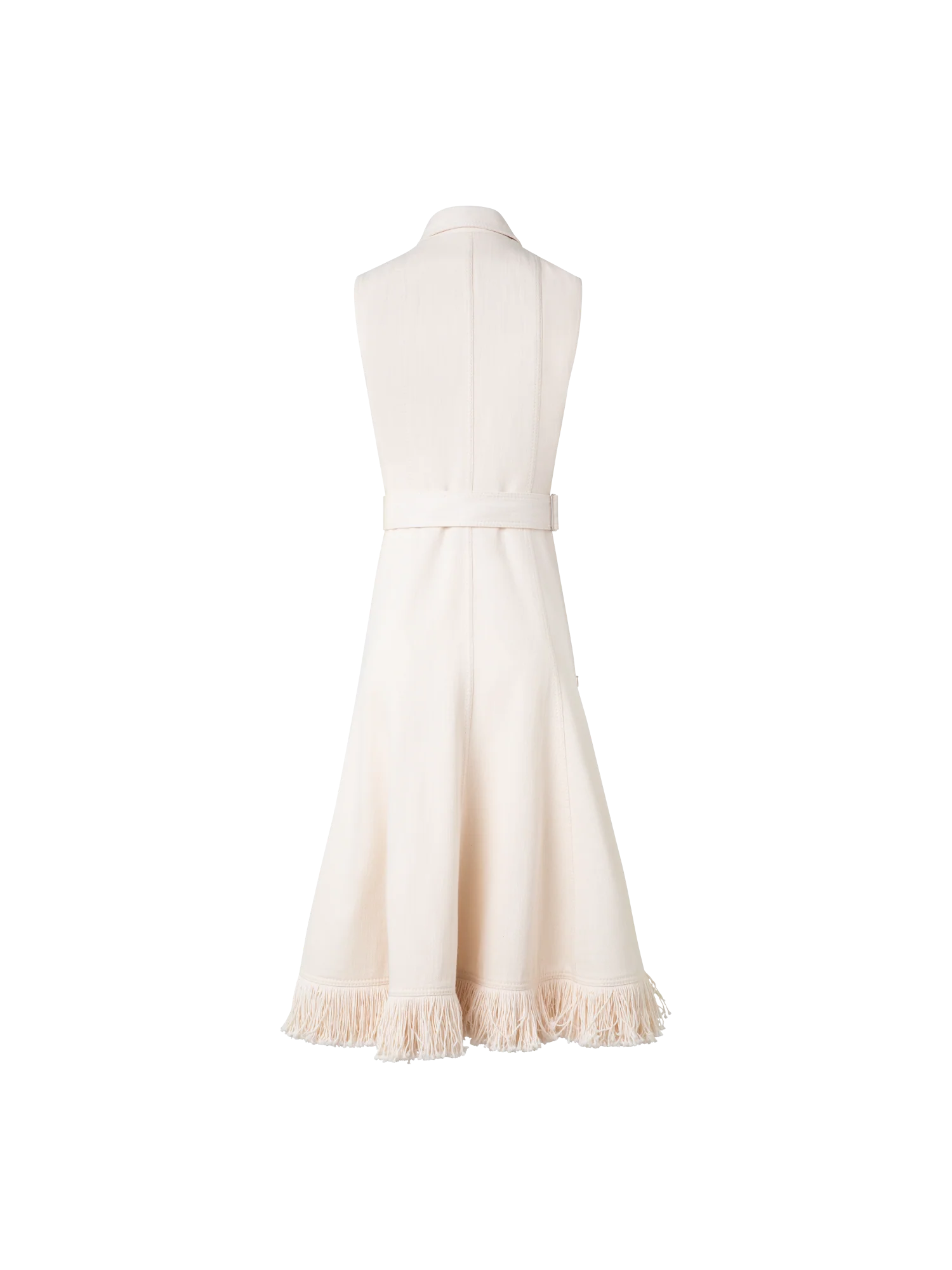 Fit and Flare Denim Midi Dress with Fringes - Image 3