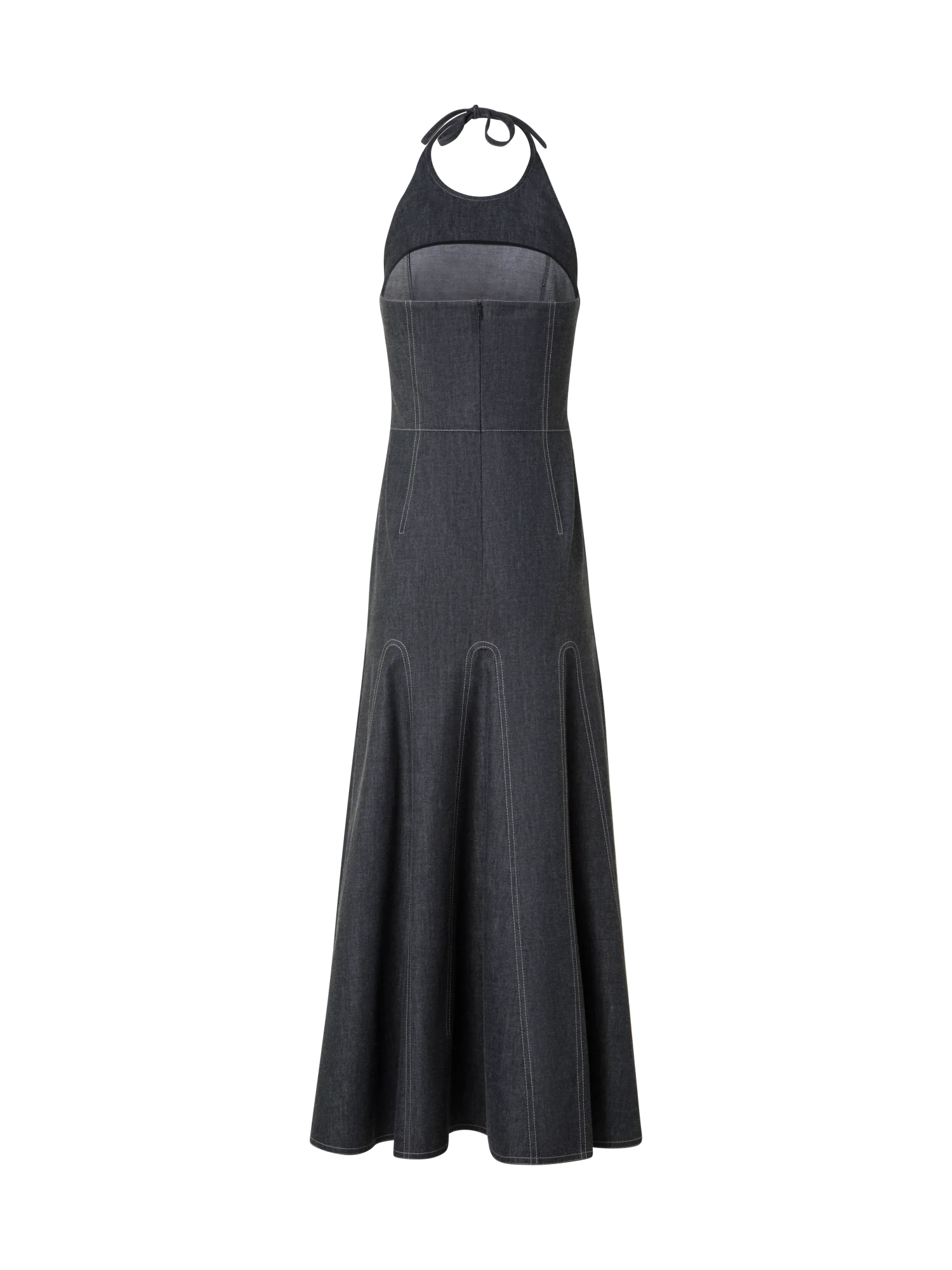 Halter Top Denim Midi Dress - Image 4