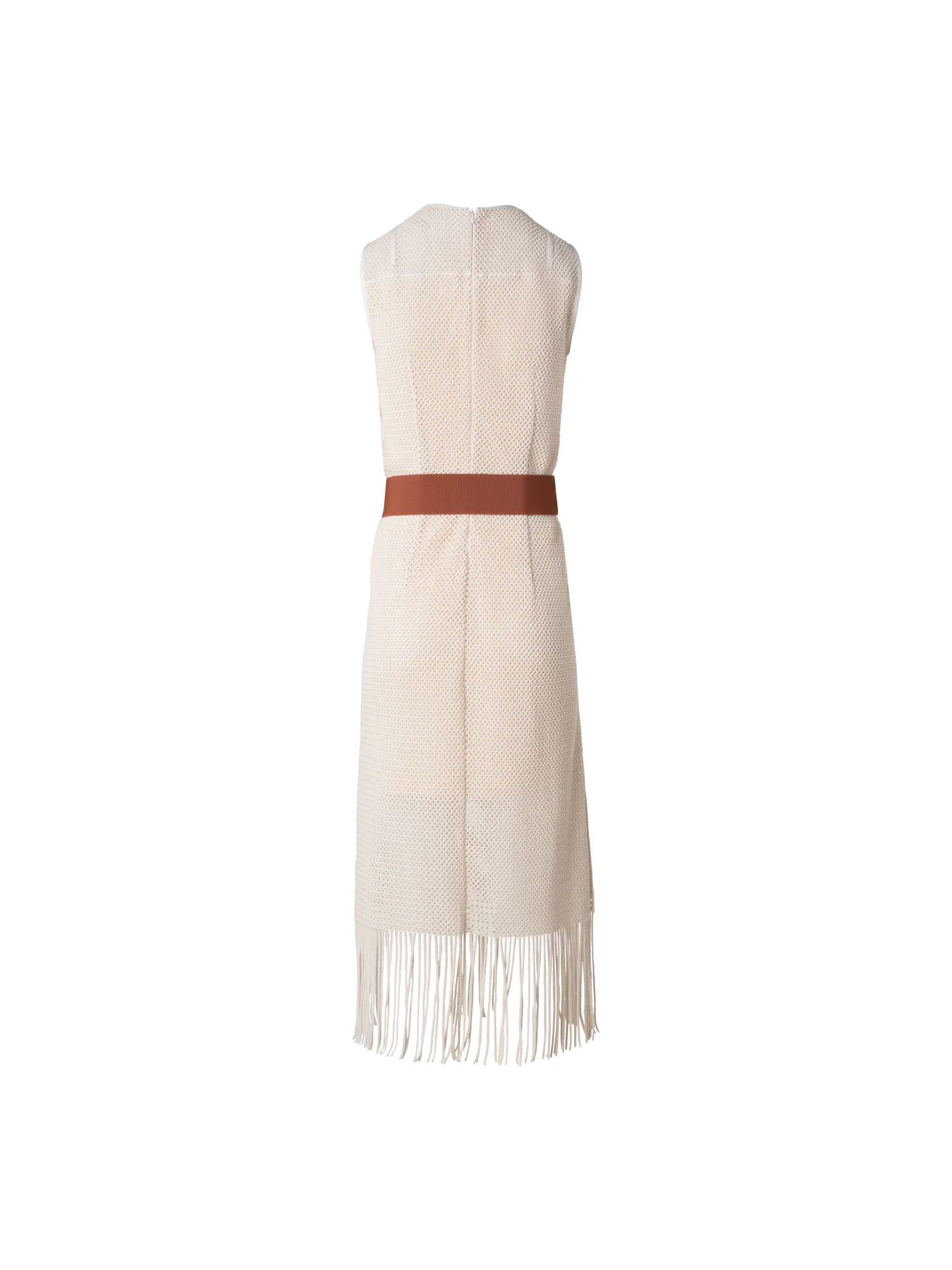 Midi Dress in Cotton Mesh with Fringes - Image 4