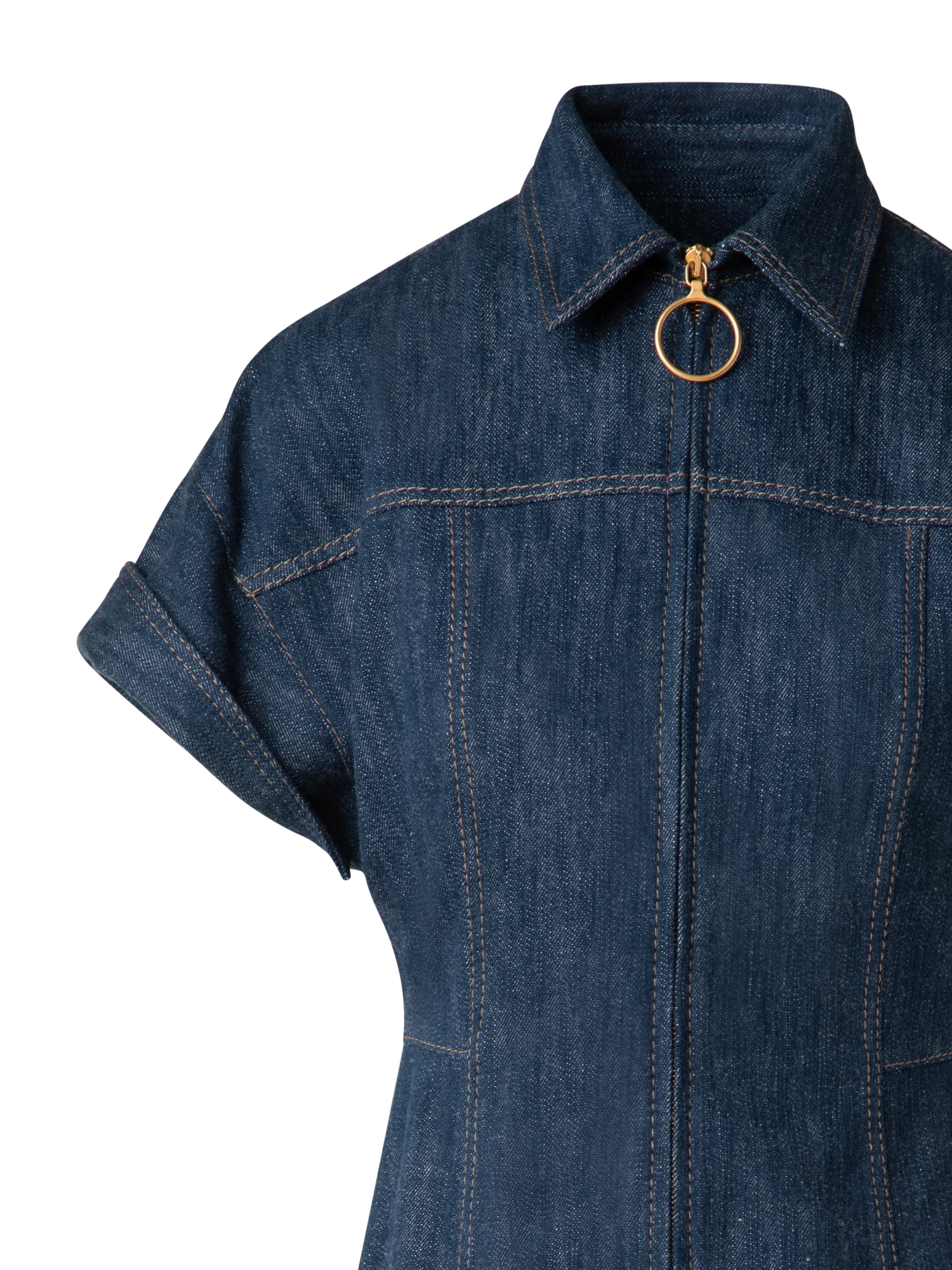 Short Denim Dress with Polo Collar - Image 5