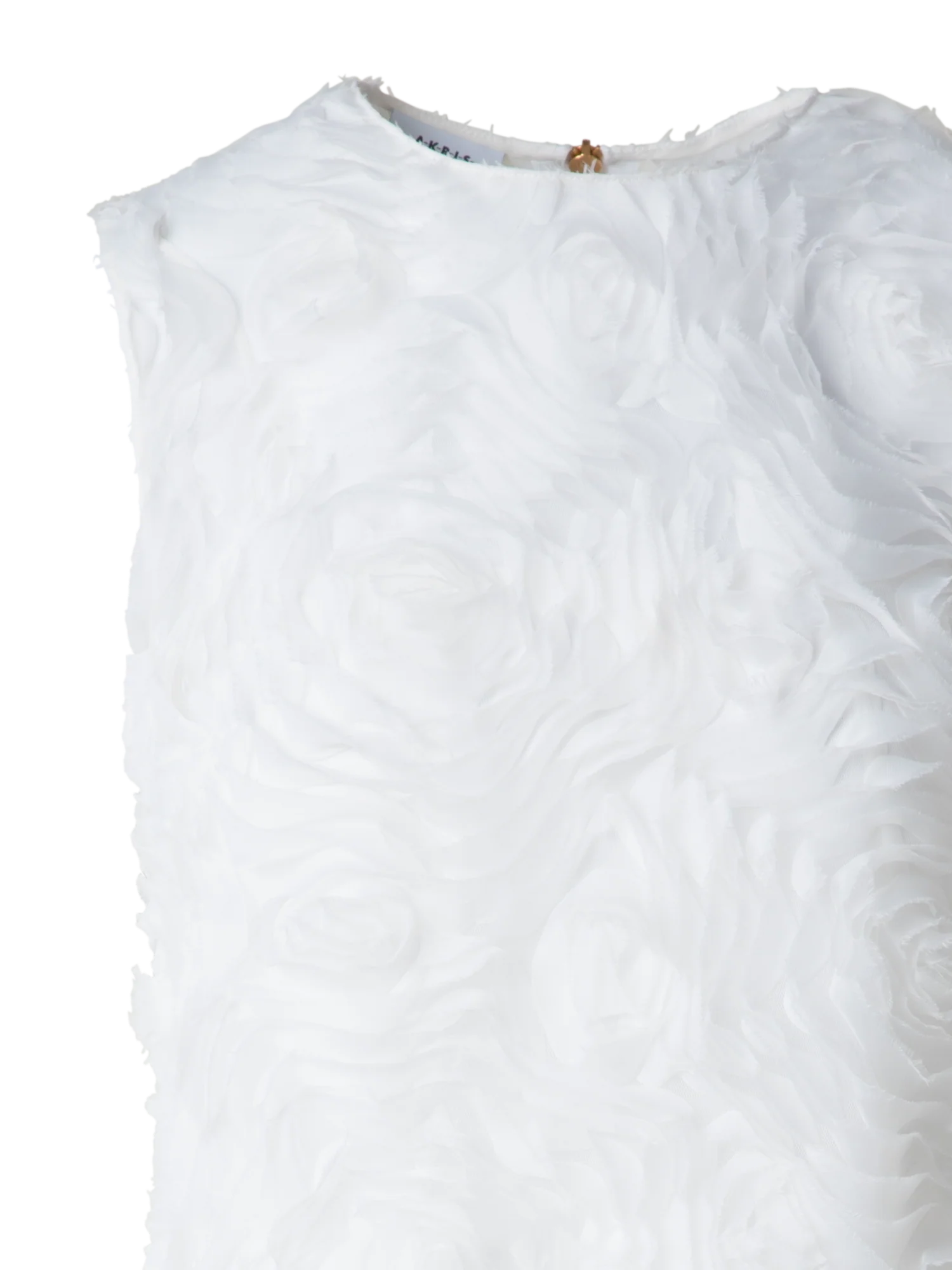 Sleeveless Blouse with 3D Carnation Embroidery - Image 4