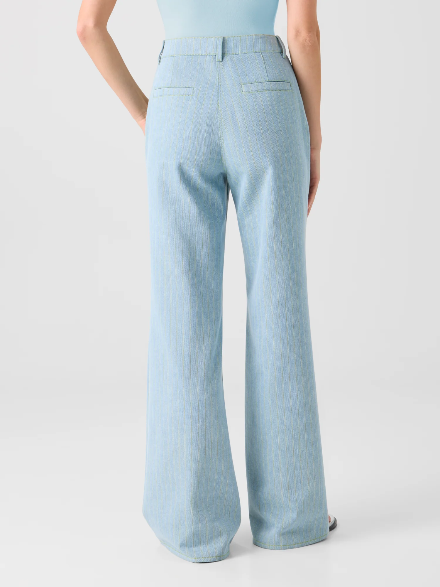 Celia Mid-Rise Pinstripe Bootcut Denim Pants - Image 4