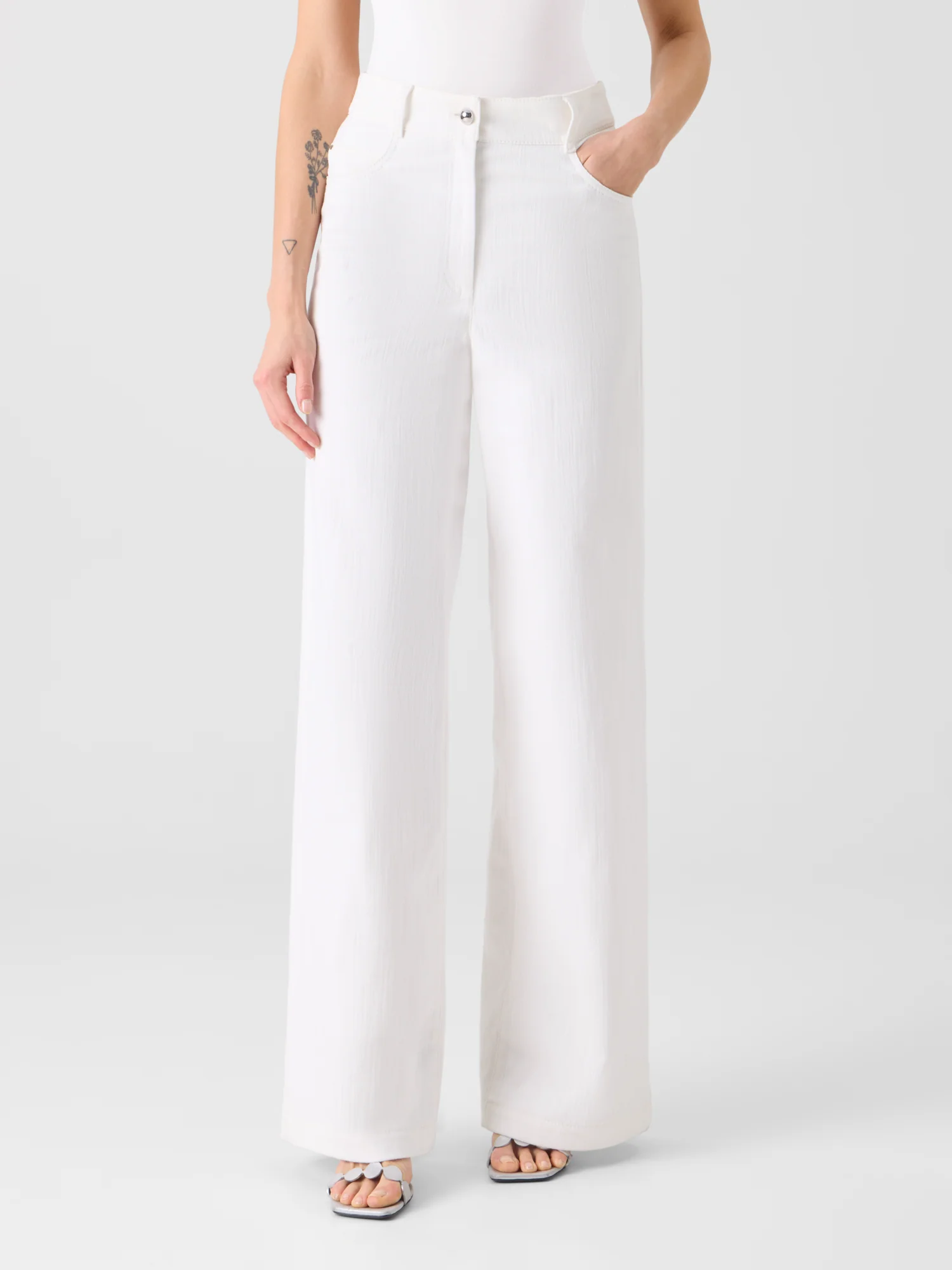 Cooper Wide Leg Stretch Cotton Denim Pants - Image 4