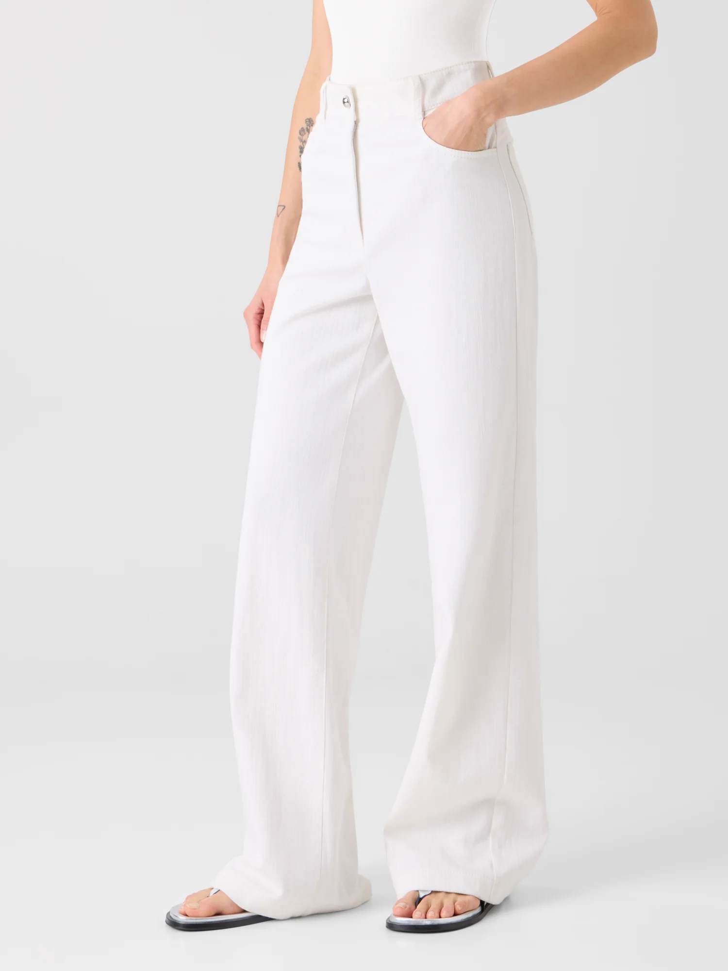 Cooper Wide Leg Stretch Cotton Denim Pants - Image 5