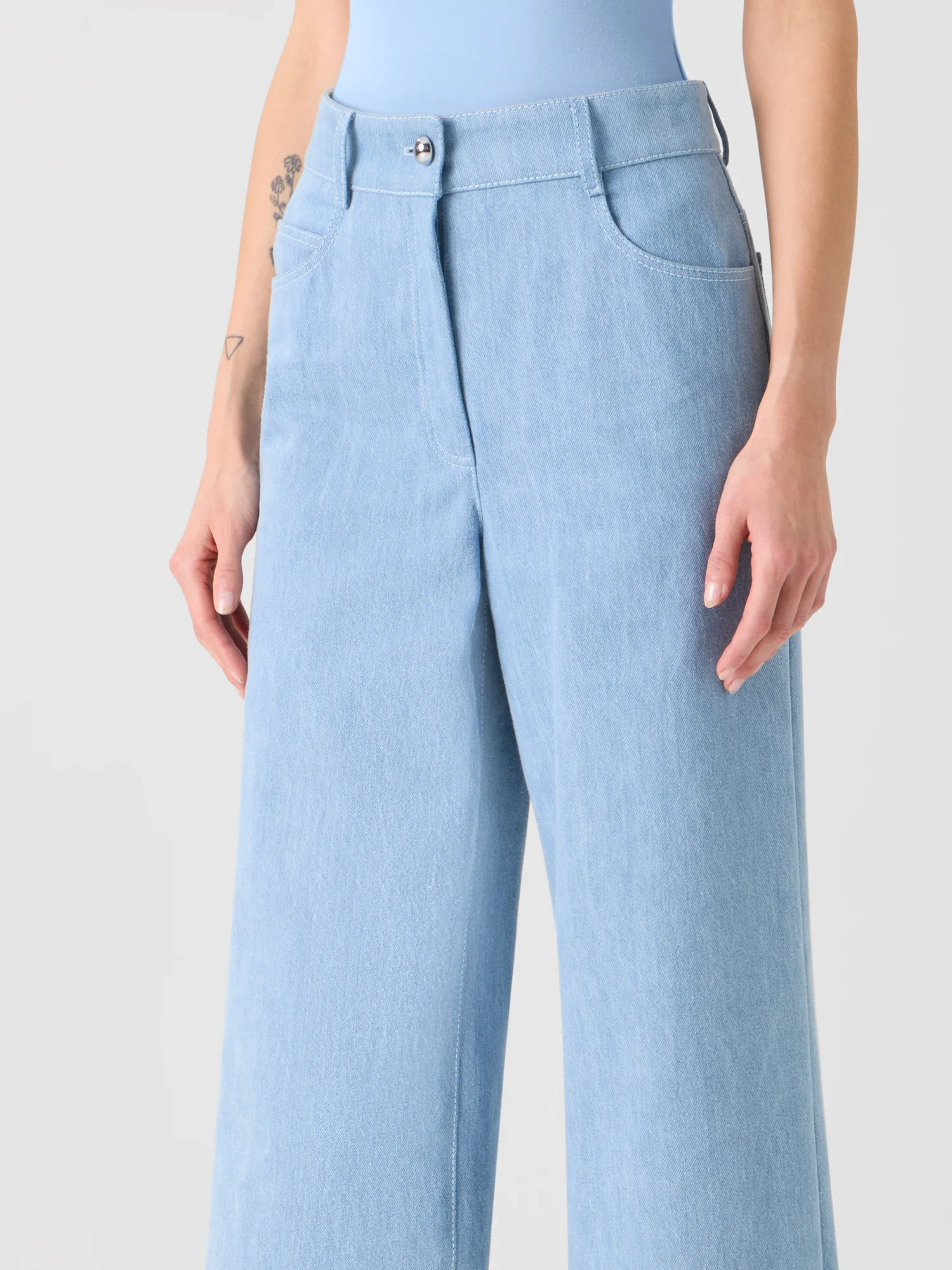 Cooper Wide Leg Stretch Cotton Denim Pants - Image 5