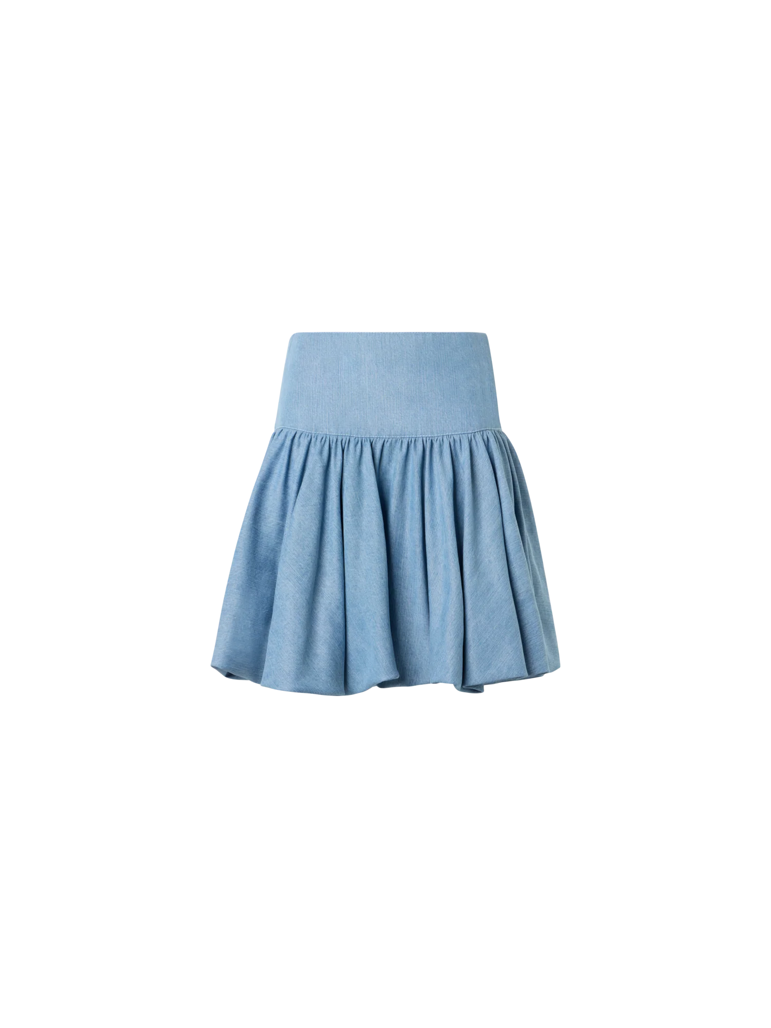 Flared Flounced Mini Viscose Denim Skirt - Image 4