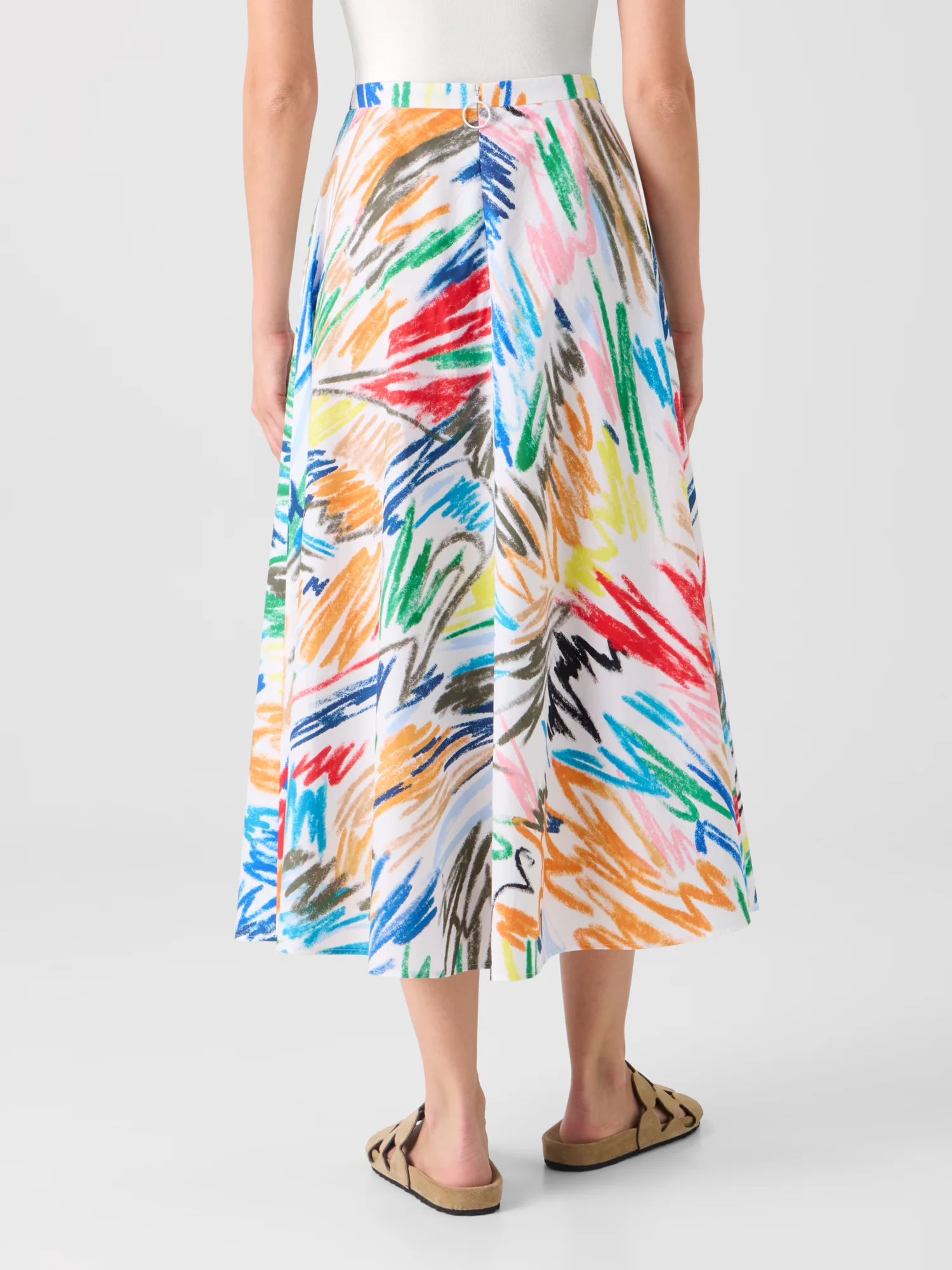 Scribble Print Cotton Midi Skirt - Image 4