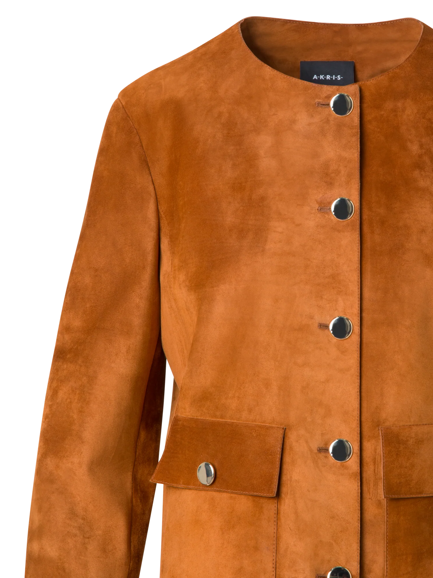 Suede Jacket with Golden Buttons - Image 5