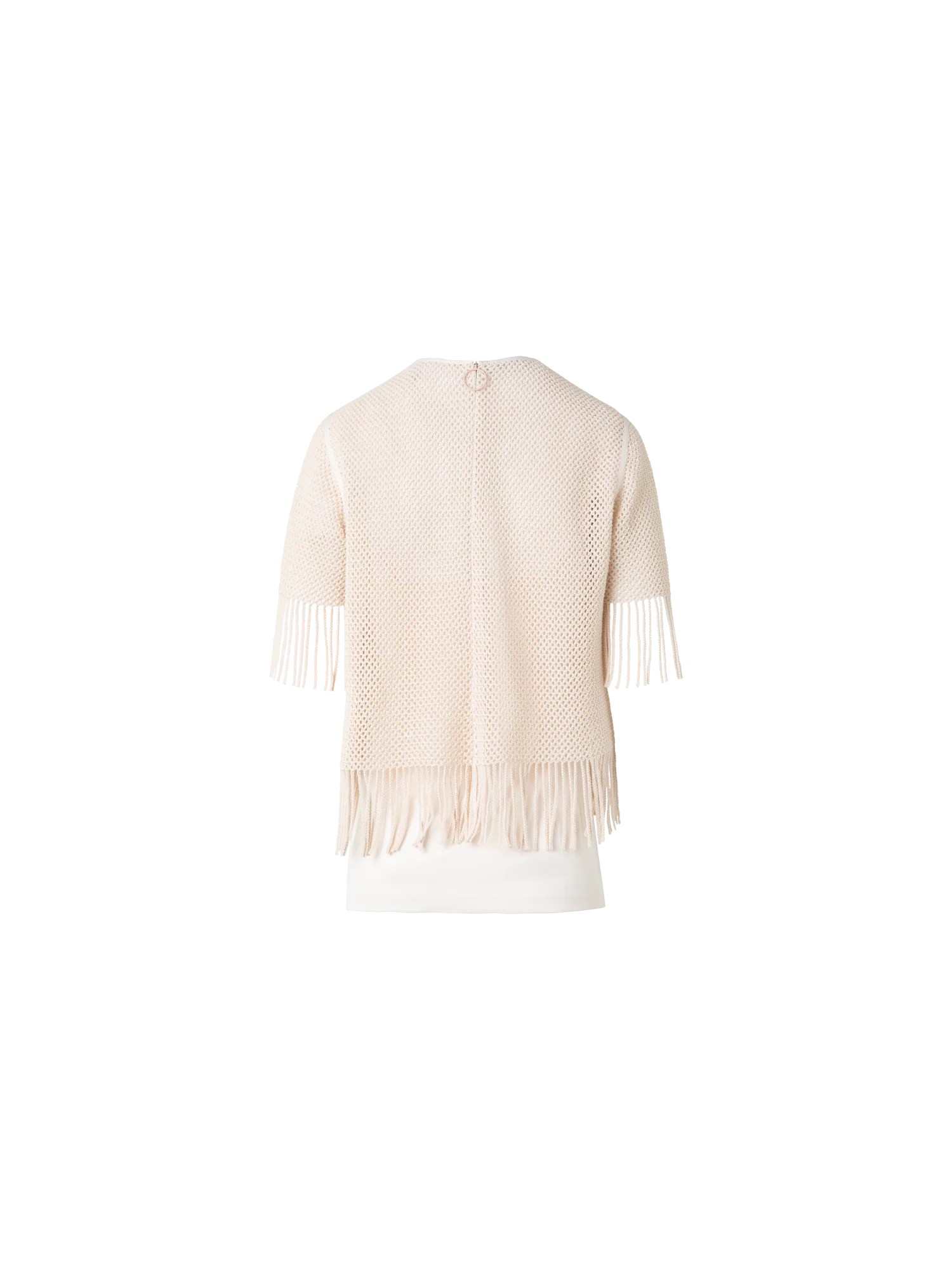 T-Shirt in Cotton Mesh wth Fringes - Image 4