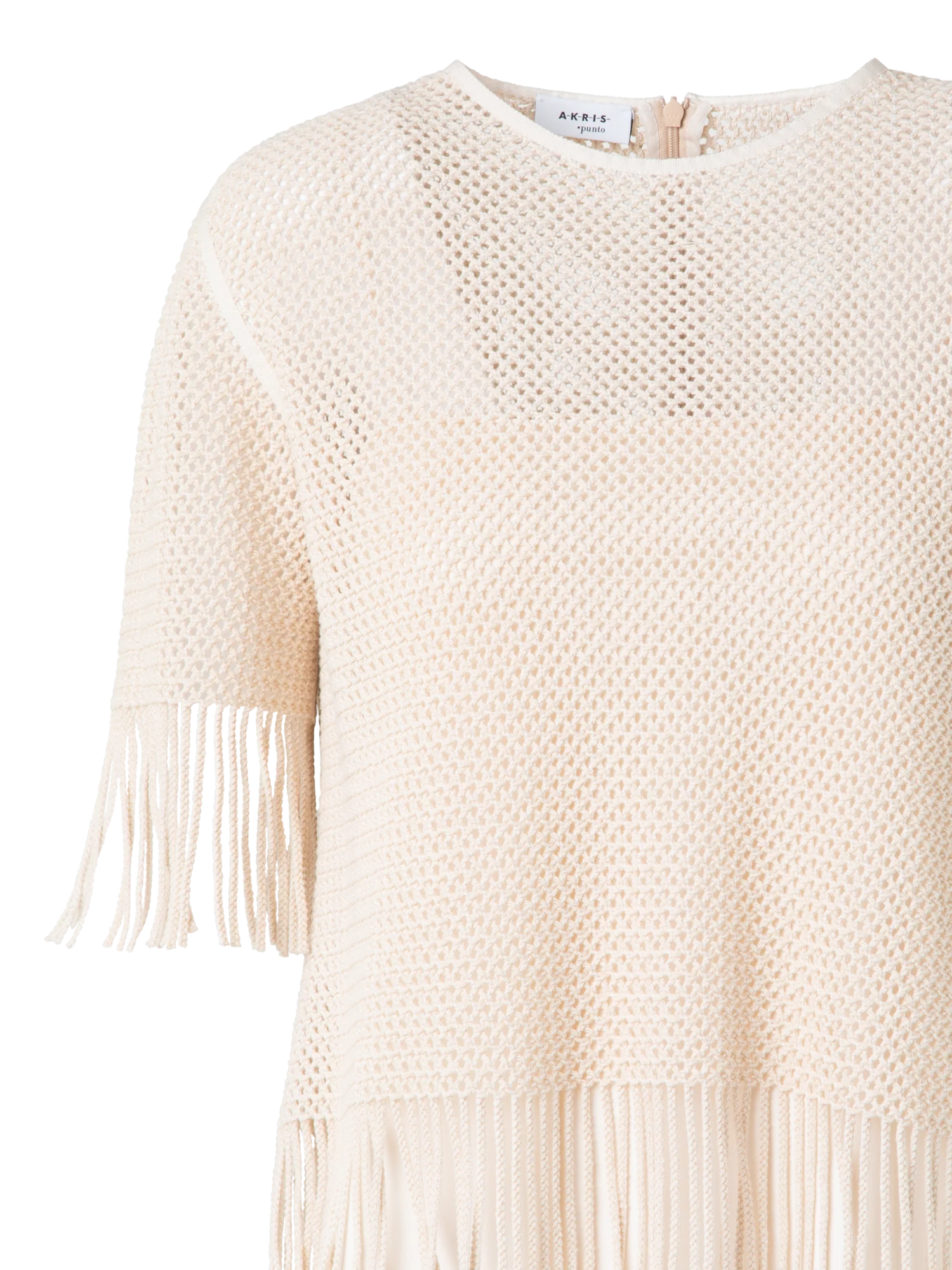 T-Shirt in Cotton Mesh wth Fringes - Image 5